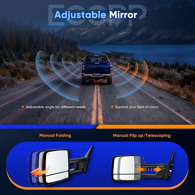 Alt view image 6 of 7 - Pair Tow Mirrors for Toyota Tundra 20072016 Pickup Truck