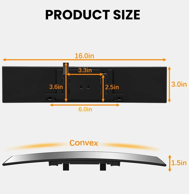 Alt view image 7 of 7 - 16-Inch Extended Panoramic Wide-Angle Car Rear View Mirror