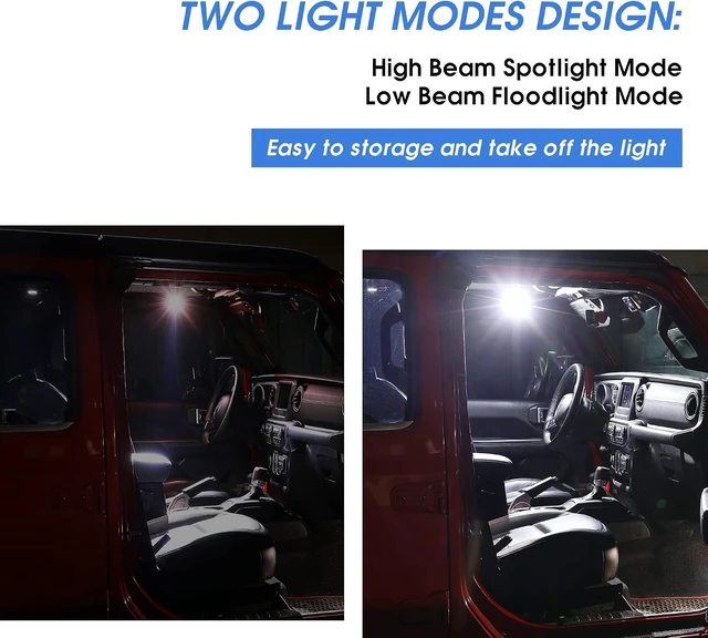 Alt view image 4 of 7 - Blue Roll Bar Grab Handles with Light for Jeep Wrangler TJ/JK/JL