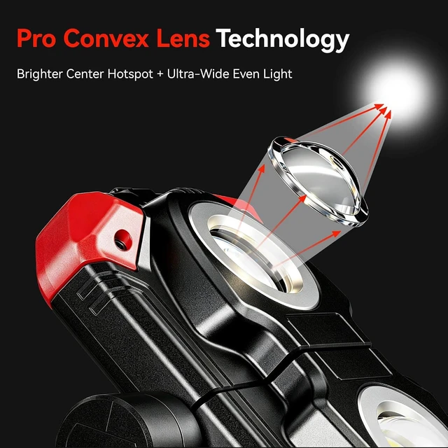 Alt view image 7 of 7 - M6 2-Pack Rechargeable LED Work Light, 2500LM Magnetic COB Shop Light