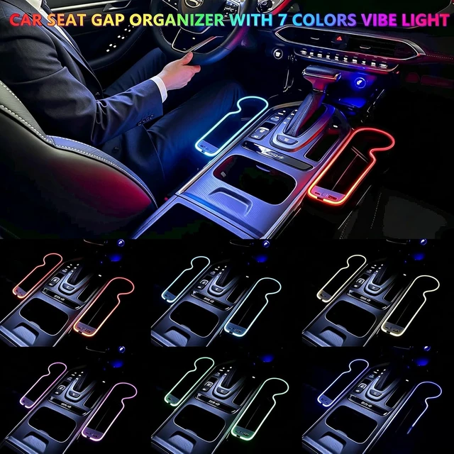 Alt view image 2 of 7 - 7-Color LED Car Seat Gap Organizer with 56W Fast Charger, 2 Pieces