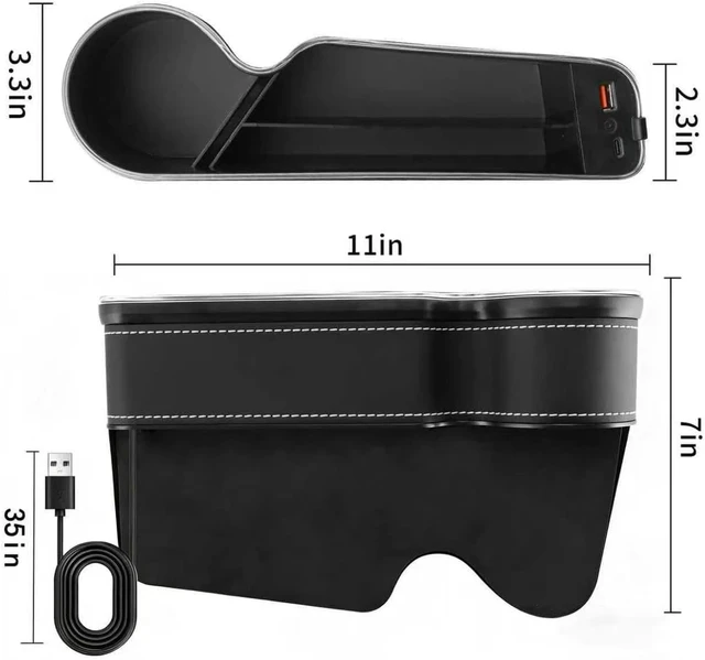 Alt view image 5 of 7 - 7-Color LED Car Seat Gap Organizer with 56W Fast Charger, 2 Pieces