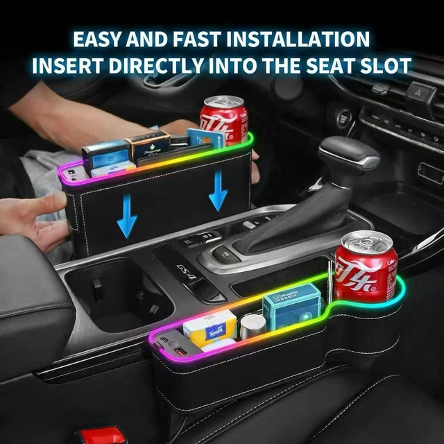 Alt view image 6 of 7 - 7-Color LED Car Seat Gap Organizer with 56W Fast Charger, 2 Pieces