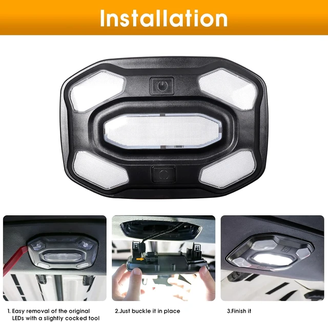 Alt view image 6 of 7 - Front Interior LED Dome Lights, Compatible with 20182026 Jeep Wrangler JL