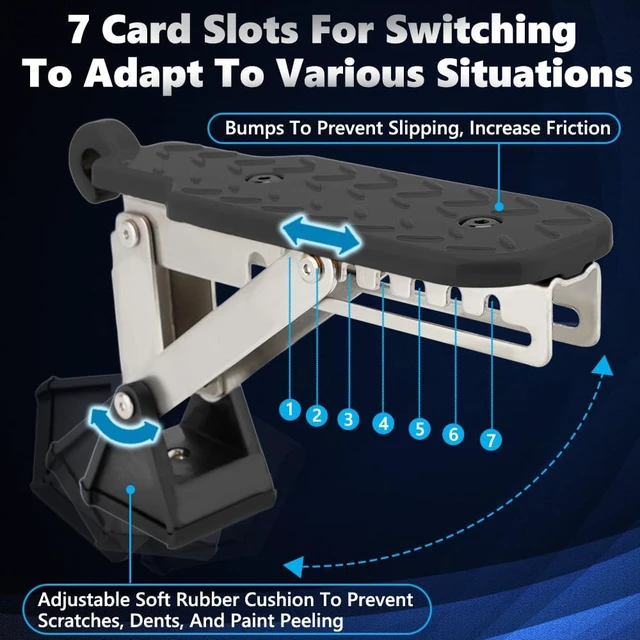 Alt view image 3 of 7 - Adjustable Aluminum Alloy Car Door Step 7-Angle Sturdy Foot Stand with Raised Dots for Friction & Anti-Slip, Easy Rooftop Access for Various Cars (Black)