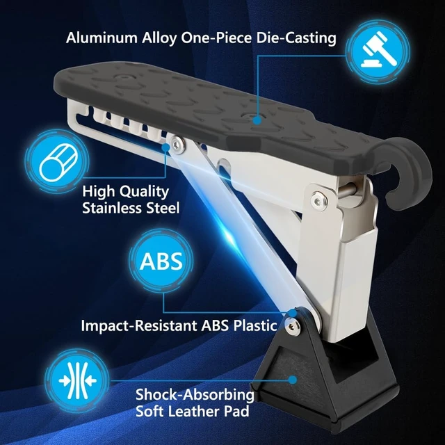 Alt view image 2 of 7 - Adjustable Aluminum Alloy Car Door Step 7-Angle Sturdy Foot Stand with Raised Dots for Friction & Anti-Slip, Easy Rooftop Access for Various Cars (Black)