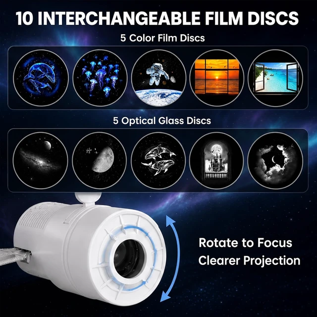 Alt view image 3 of 7 - 5D Holographic Night Light Projector with 10 Films & Dual Auto-Off