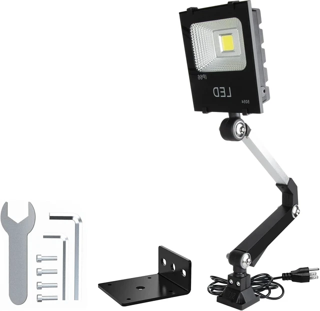 Main image of 30W Folding Aluminum Alloy LED Work Light with Long Arm Cool & Warm Light for Lathe, Milling, Drill Press & Industrial Reading