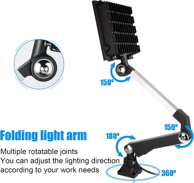 Alt view image 4 of 6 - 30W Folding Aluminum Alloy LED Work Light with Long Arm Cool & Warm Light for Lathe, Milling, Drill Press & Industrial Reading