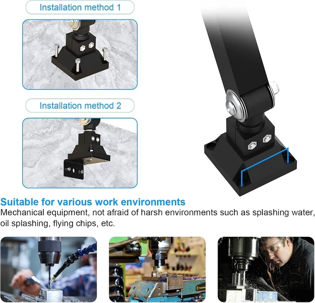 Alt view image 5 of 6 - 30W Folding Aluminum Alloy LED Work Light with Long Arm Cool & Warm Light for Lathe, Milling, Drill Press & Industrial Reading