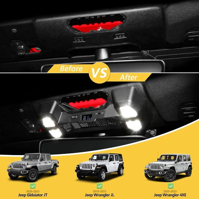 Alt view image 5 of 7 - Interior Map Reading Light, Compatible with Jeep Wrangler JL / Gladiator JT / 4XE 20182023 Push-Button LED Dome for Front Seat Area, 2 & 4 Door