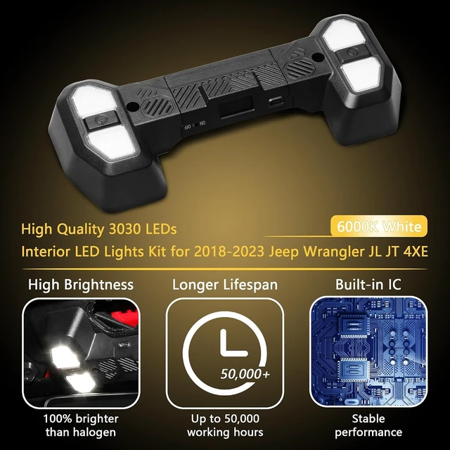 Alt view image 7 of 7 - Interior Map Reading Light, Compatible with Jeep Wrangler JL / Gladiator JT / 4XE 20182023 Push-Button LED Dome for Front Seat Area, 2 & 4 Door