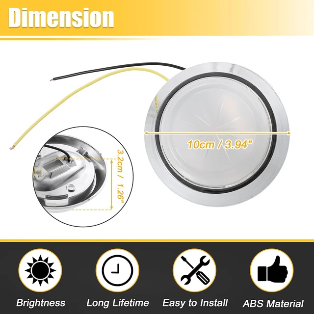 Alt view image 6 of 7 - 12V Round Dome LED Car Reading Light for Pontiac GTO & Buick