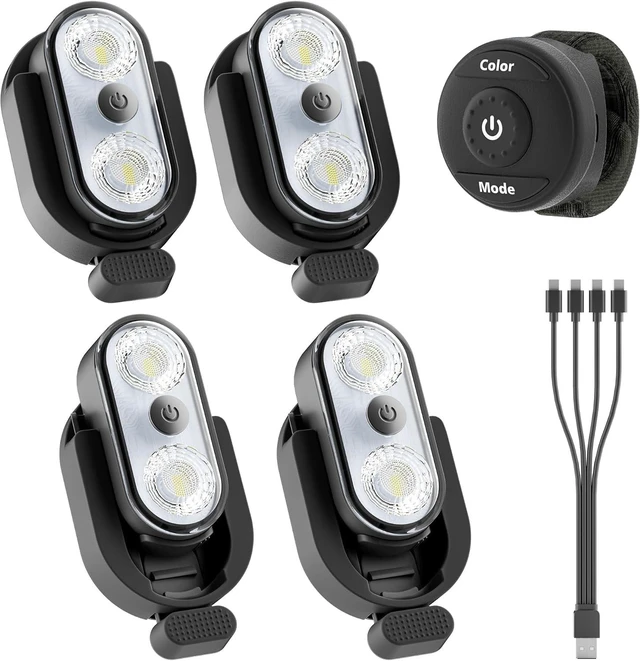 Main image of Wireless LED Interior Ambient Strobe Lights for Car Button & Remote Control, USB-C, 8 Colors, IP65 Waterproof Rechargeable Underglow for Cars, Trucks, eBike & Motorcycle