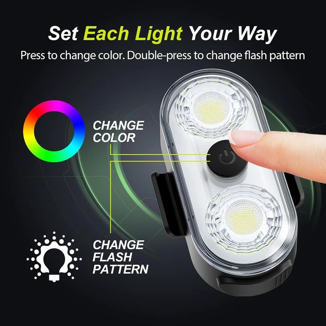 Alt view image 3 of 7 - Wireless LED Interior Ambient Strobe Lights for Car Button & Remote Control, USB-C, 8 Colors, IP65 Waterproof Rechargeable Underglow for Cars, Trucks, eBike & Motorcycle