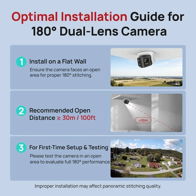Alt view image 5 of 7 - 180° Dual-Lens 4K 8MP PoE IP Panoramic Turret Security Camera