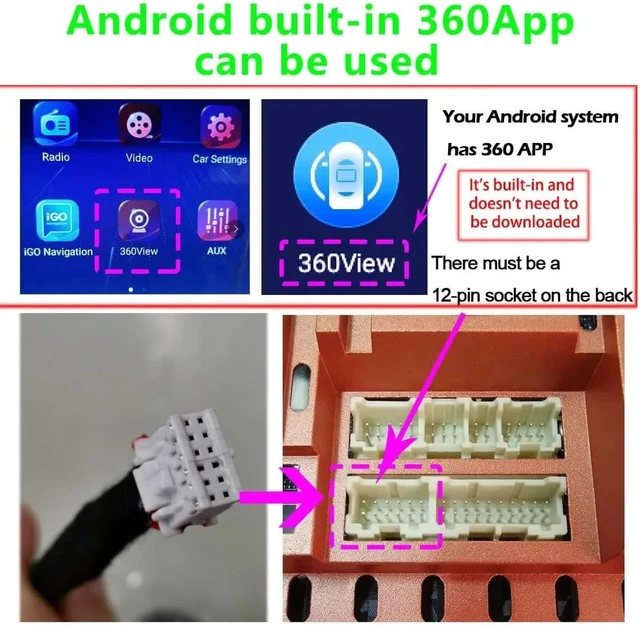 Alt view image 4 of 7 - 360° Panoramic Camera System for Android 3D 1080P with Excellent Night Vision, Parking Assist Kit, Mounting Accessories & Video Cables (360 Camera-1080P)