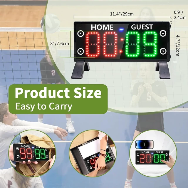 Alt view image 3 of 6 - High-Brightness Large Digital Scoreboard Portable Outdoor Electronic Score Keeper with Remote for Basketball, Pickleball & Outdoor Games