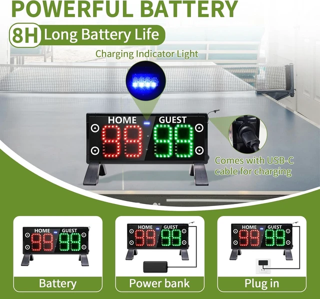 Alt view image 4 of 6 - High-Brightness Large Digital Scoreboard Portable Outdoor Electronic Score Keeper with Remote for Basketball, Pickleball & Outdoor Games