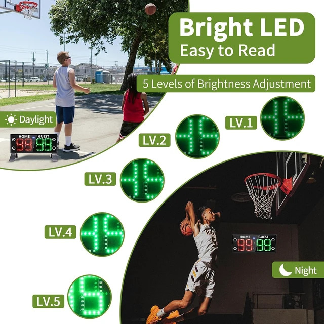 Alt view image 5 of 6 - High-Brightness Large Digital Scoreboard Portable Outdoor Electronic Score Keeper with Remote for Basketball, Pickleball & Outdoor Games