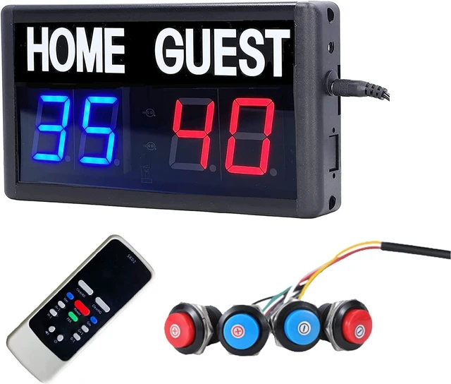 Main image of Portable LED Digital Electronic Scoreboard with Remote Score Keeper for Volleyball, Table Tennis, Baseball & Basketball, Home/Guest (1.8-Inch)