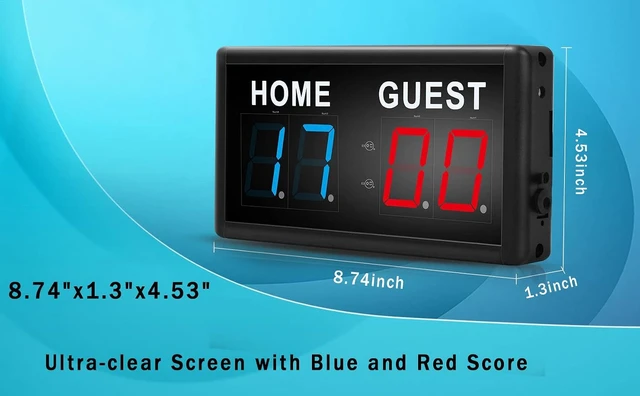 Alt view image 2 of 7 - Portable LED Digital Electronic Scoreboard with Remote Score Keeper for Volleyball, Table Tennis, Baseball & Basketball, Home/Guest (1.8-Inch)