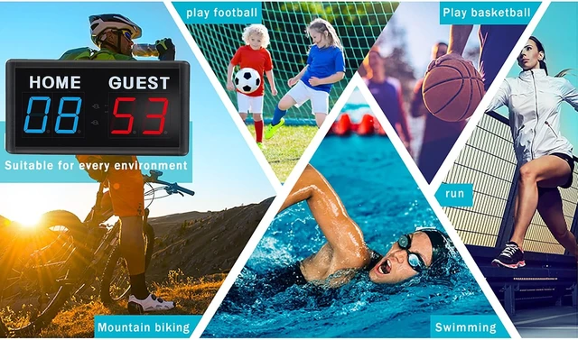 Alt view image 7 of 7 - Portable LED Digital Electronic Scoreboard with Remote Score Keeper for Volleyball, Table Tennis, Baseball & Basketball, Home/Guest (1.8-Inch)