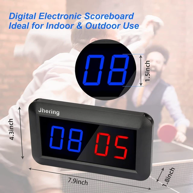 Alt view image 2 of 5 - Portable Electronic Scoreboard with Remote Digital Score Keeper for Basketball, Ping Pong & Volleyball