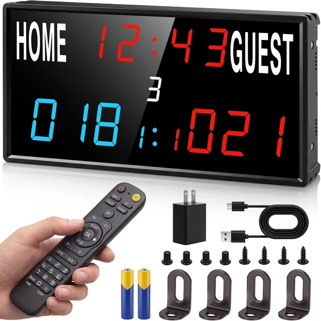 Main image of 15" LED Digital Scoreboard with Remote IPX6 Waterproof, Dual Power