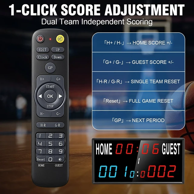 Alt view image 5 of 7 - 15" LED Digital Scoreboard with Remote IPX6 Waterproof, Dual Power