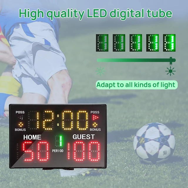 Alt view image 5 of 6 - Portable LED Digital Scoreboard with Remote Battery-Powered Electronic Score Keeper for Basketball & Indoor/Outdoor Courts & Sports Events