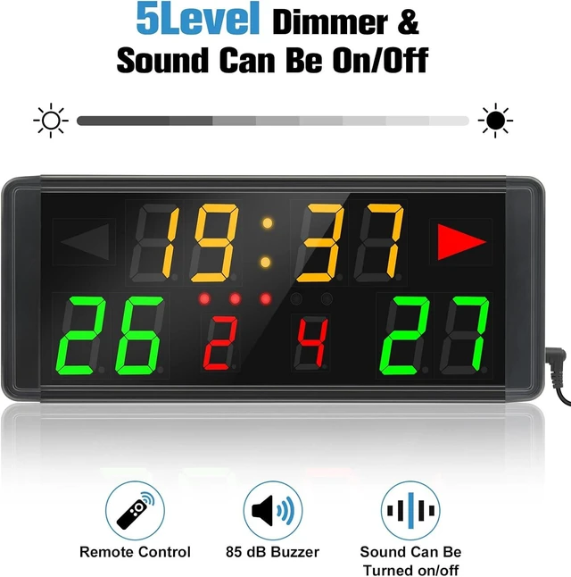 Alt view image 7 of 7 - LED Electronic Scoreboard Digital Score Keeper with Remote & Tripod Basketball Shot Clock, Timer & 12/24h Real Time for Football, Cornhole, Ping Pong & Table Tennis
