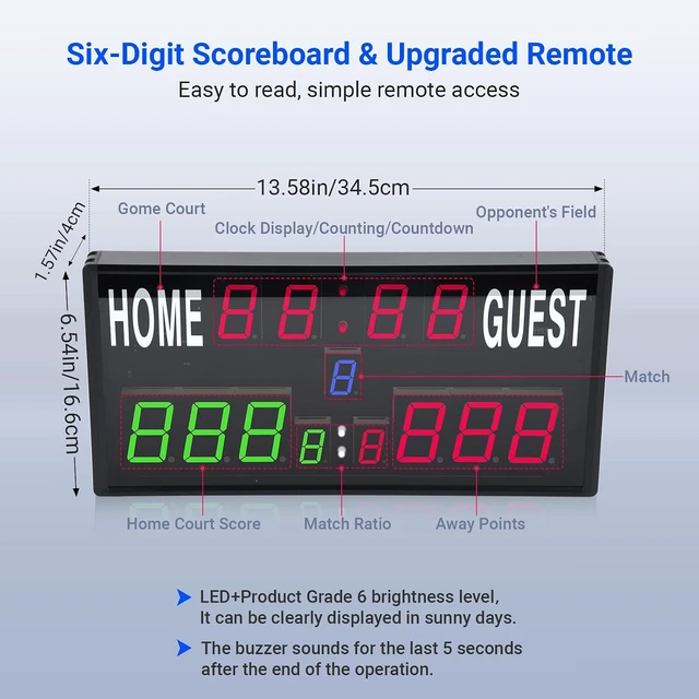 Alt view image 3 of 6 - Portable LED Electronic Scoreboard with Remote Score Keeper