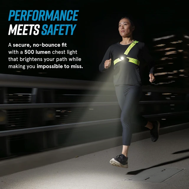 Alt view image 2 of 7 - Ranger 500-Lumen Reflective Running Vest with Chest Light