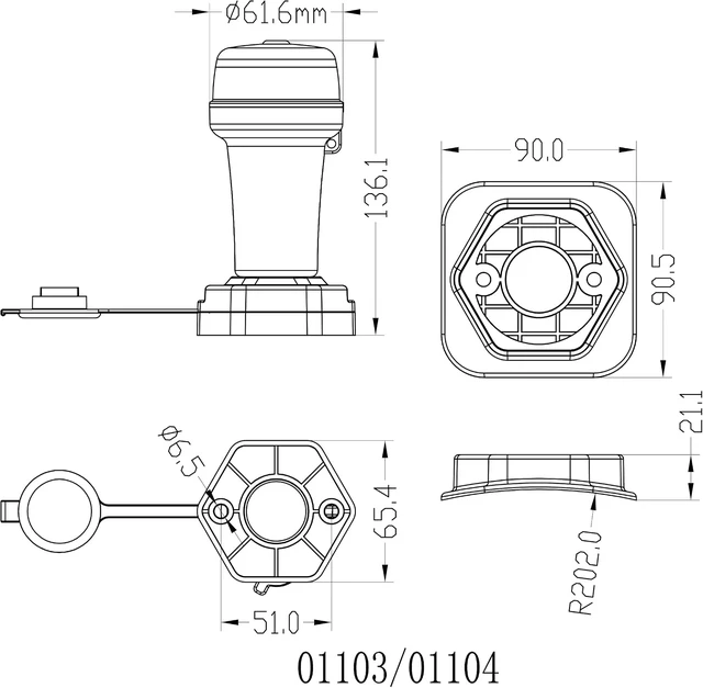 Alt view image 6 of 6 - Red/Green Battery-Powered LED Navigation Lights for Boats Surface Mount (Curved), Fixed Base, 3-Mode Operation, 1NM Waterproof