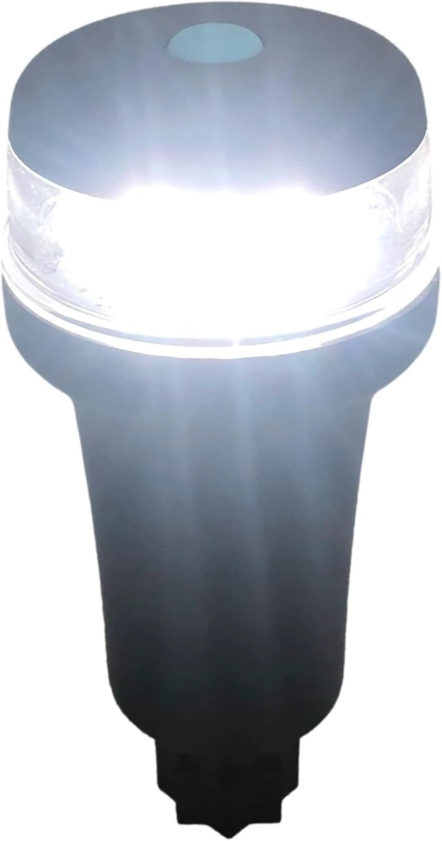 Alt view image 7 of 7 - White Battery-Powered LED Navigation Lights for Boats Surface Mount (Curved), Fixed Base, 2-Mode Operation, 1NM Waterproof