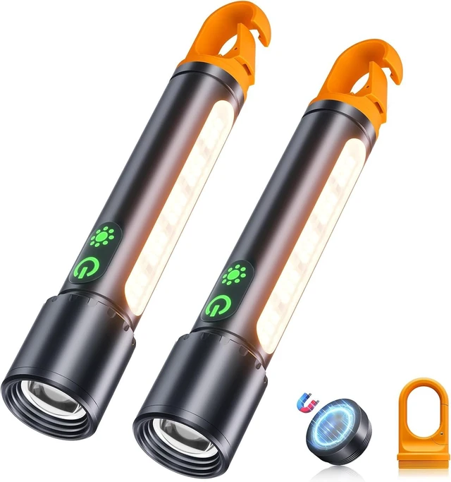 Main image of Rechargeable Magnetic High-Lumen Flashlight with 9 Modes, Built-in Non-Detachable Battery (2, Black)