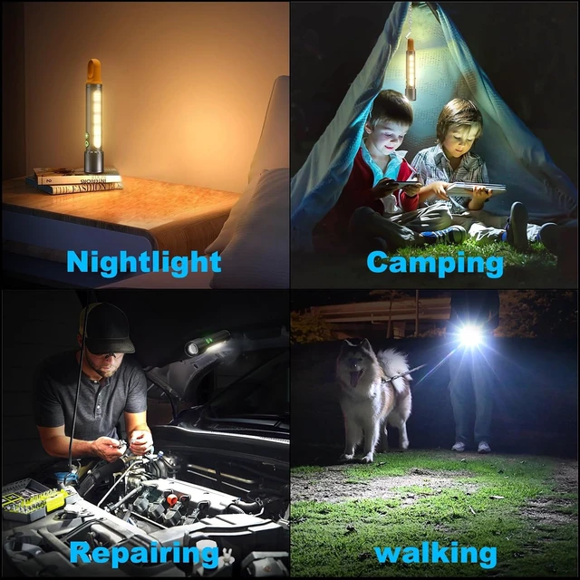 Alt view image 6 of 7 - Rechargeable Magnetic High-Lumen Flashlight with 9 Modes, Built-in Non-Detachable Battery (2, Black)
