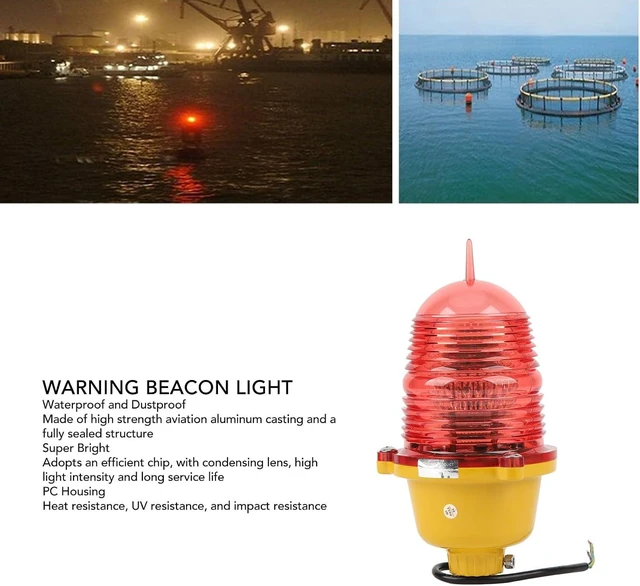 Alt view image 3 of 7 - Multipurpose Aviation Obstruction Warning Beacon Light High-Strength Waterproof for Marine (AC110V Constant On)