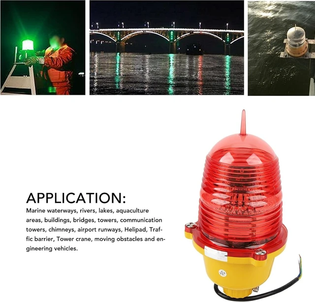 Alt view image 4 of 7 - Multipurpose Aviation Obstruction Warning Beacon Light High-Strength Waterproof for Marine (AC110V Constant On)