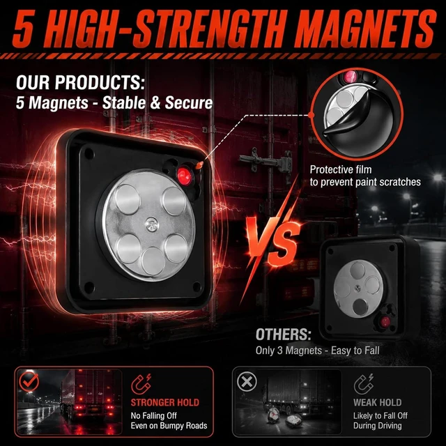 Alt view image 5 of 6 - 2 PCS 12-LED Emergency Magnetic Red Strobe Lights