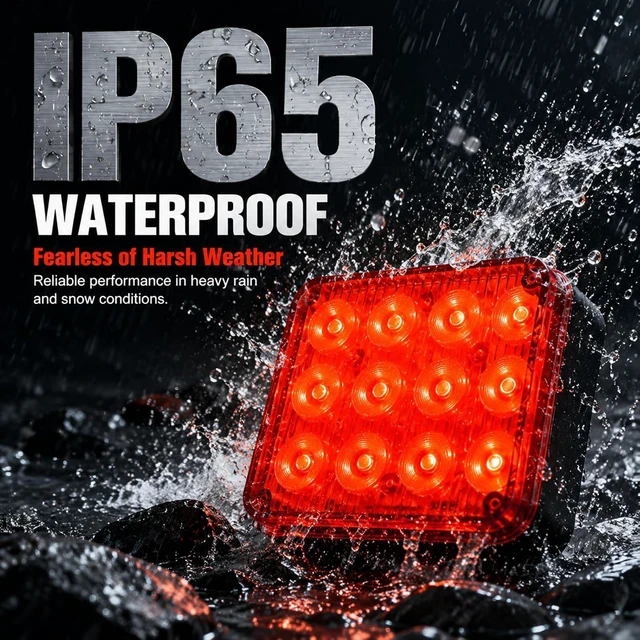 Alt view image 4 of 6 - 2 PCS 12-LED Emergency Magnetic Red Strobe Lights