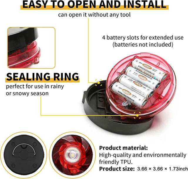 Alt view image 5 of 6 - LED Emergency Flare Beacon Auto Roadside Safety Warning Strobe Light with Magnetic Base for Vehicle (Red 4)