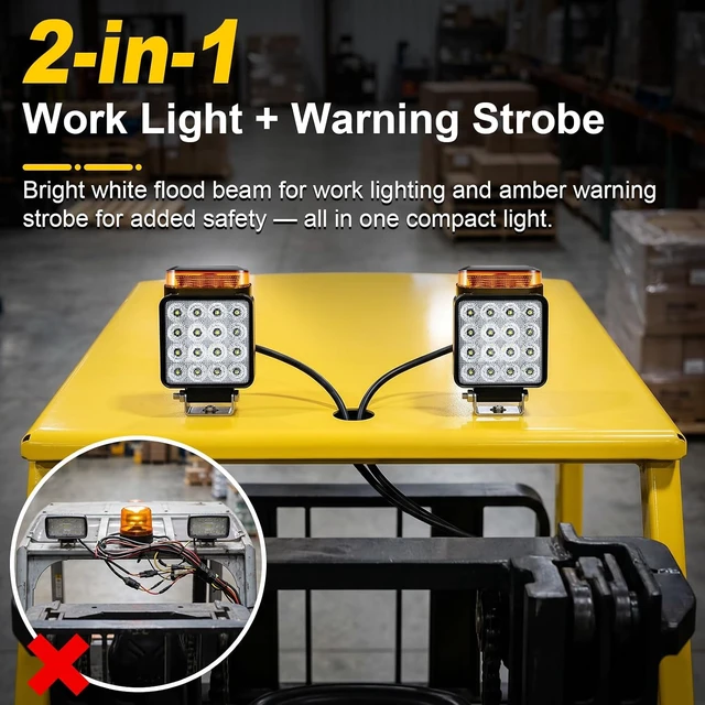 Alt view image 2 of 7 - 2 PCS 2-in-1 LED Forklift Safety Light Amber Strobe & White Flood