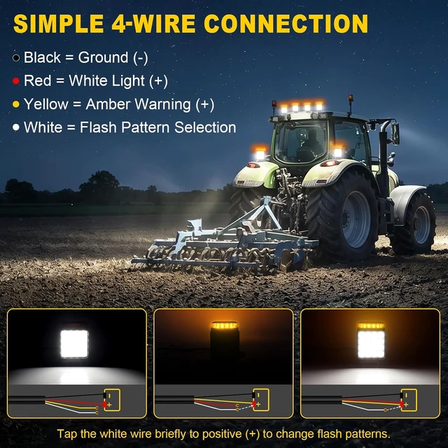Alt view image 5 of 7 - 2 PCS 2-in-1 LED Forklift Safety Light Amber Strobe & White Flood