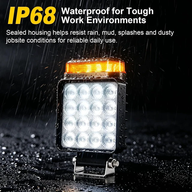 Alt view image 7 of 7 - 2 PCS 2-in-1 LED Forklift Safety Light Amber Strobe & White Flood