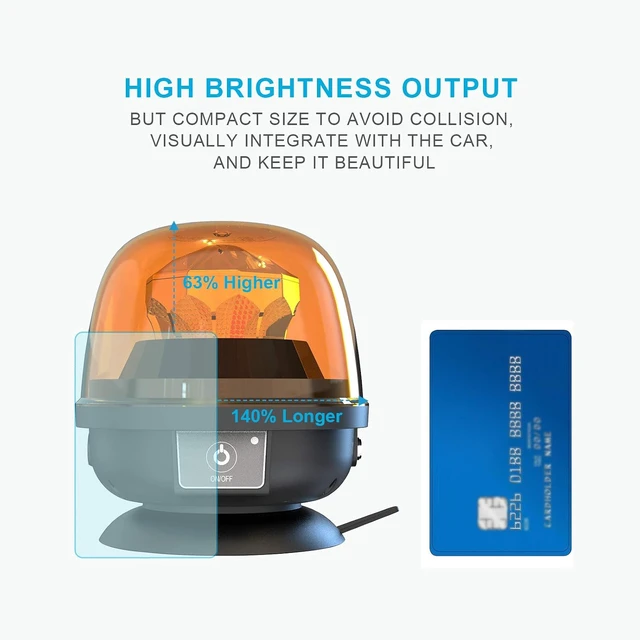 Alt view image 7 of 7 - W08 Wireless Amber LED Beacon Lights with Magnetic Base Strobe