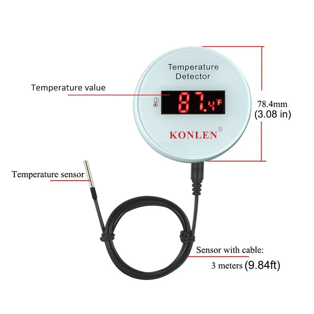Alt view image 6 of 6 - Tuya WiFi Temperature Sensor with External 9.8ft Probe Smart Life Digital Thermometer Detector for Freezer, Water Tank, Pool, Home & Greenhouse, Upper/Lower Temp Remote Alarm (KONLEN)