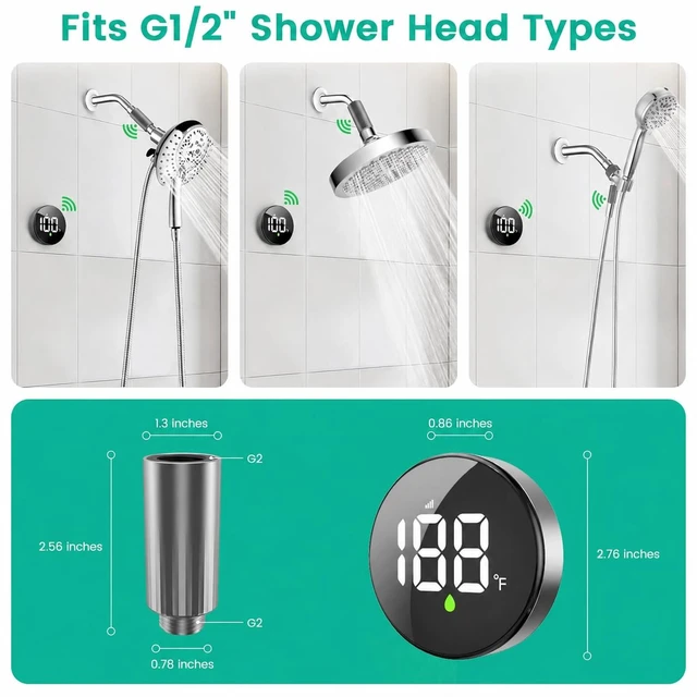 Alt view image 6 of 7 - MX08 Shower Temperature Display Thermometer °F/°C Switchable