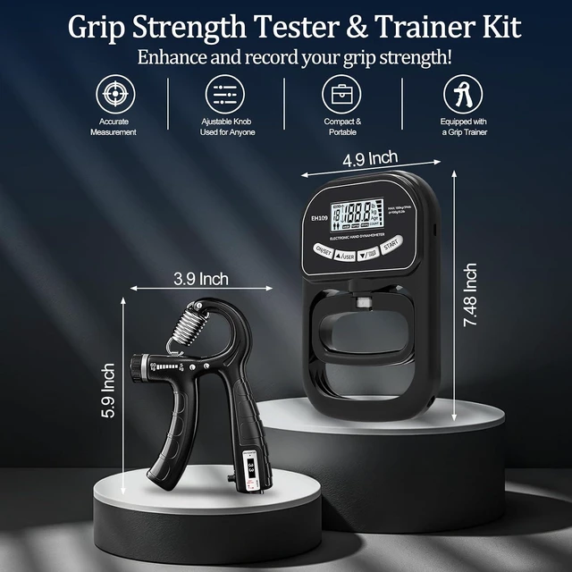 Alt view image 2 of 7 - Grip Strength Tester Trainer Electronic Hand Dynamometer of 396 lbs / 180 kg
